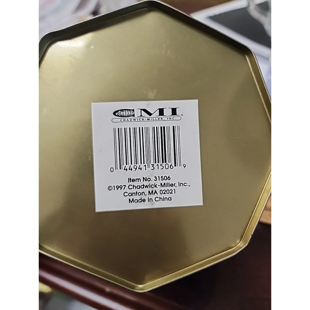 3 Pc 1997 Chadwick-Miller SANTA w/CHILD ON LAP Nesting Tin Containers. Octagonal - Picture 5 of 8